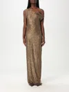 Norma Kamali Metallic One-shoulder Long Dress With Sequin Decorations In Tech Fabric Woman In Gold