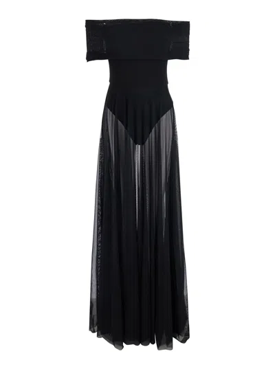 Norma Kamali Sleeveless Cowl Neck Flared Gown In Black