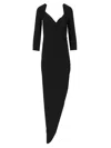 Norma Kamali Black Dress With Draped Details And Bare Shoulders In Tech Fabric Woman In Black