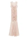 Norma Kamali Fishtail Shirred Long Dress