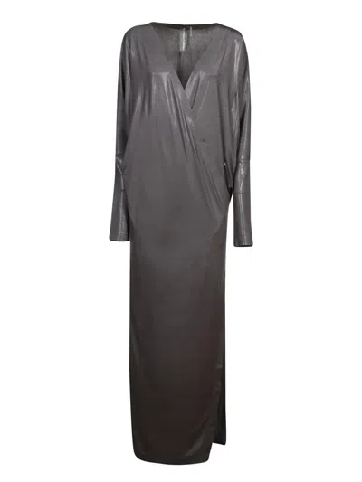 Norma Kamali Wrap Dolman-sleeve Gown In Gray