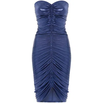 Norma Kamali Strapless Diana Gown Xtra Long Military Blue