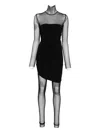 Norma Kamali Diana Pickleball Layered Ruched Stretch-jersey And Tulle Jumpsuit In Black