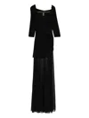 Norma Kamali Draped-design Mesh-panelled Maxi Dress In Black