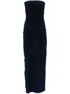 Norma Kamali Strapless All-in-one Side Slit Gown In True Navy In Blue