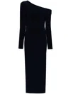 Norma Kamali One-shoulder Side-slit Maxi Dress In Blue