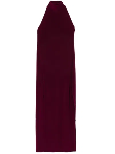 Norma Kamali Halterneck Maxi Dress In Red