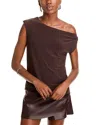 Norma Kamali Drop Shoulder Asymmetric Top In Chocolate