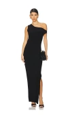 Norma Kamali Drop Shoulder Fitted Gown In Black