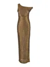 Norma Kamali Metallic One-shoulder Long Dress With Sequin Decorations In Tech Fabric Woman In Metallic