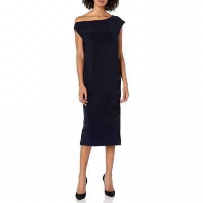 Norma Kamali Drop Shoulder Midi Dress In Midnight In Blue