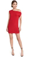 Norma Kamali Drop Shoulder Mini Dress In Tiger Red In Tiger Red