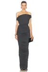 Norma Kamali Drop Shoulder Side Shirred Gown In Dark Grey