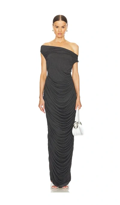 NORMA KAMALI DROP SHOULDER SIDE SHIRRED GOWN