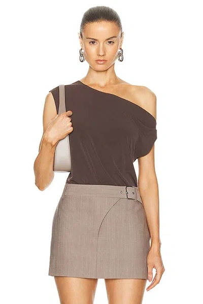 Norma Kamali Drop Shoulder Top In Chocolate