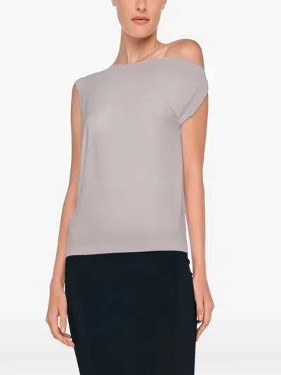 Norma Kamali Drop Shoulder Top In Gray