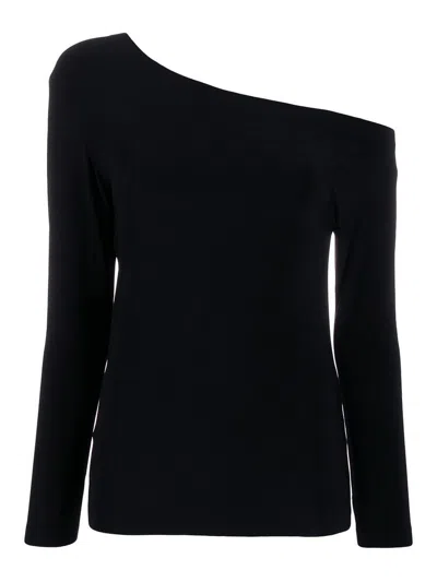 Norma Kamali Black Off-shoulder Top In Tech Fabric Stretch Woman