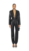 Norma Kamali Easy Fit Single Breasted Tapered Leg Jumpsuit In Black
