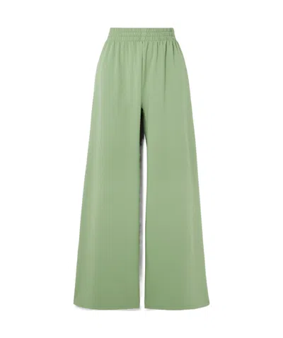 Norma Kamali Elephant Stretch-cotton Jersey Wide-leg Pants In Green