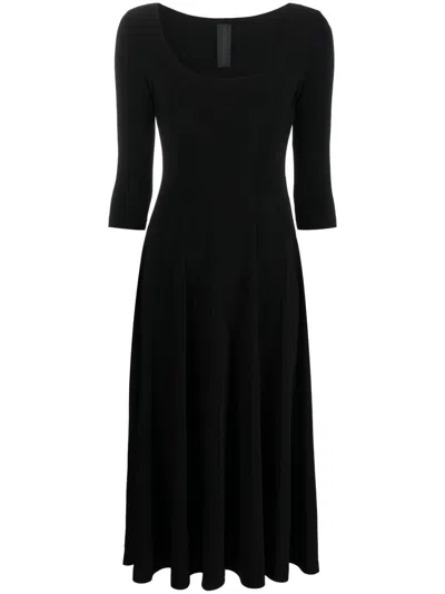 Norma Kamali Elegant Flared Midi Dress In Black