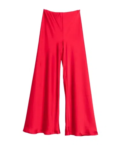 Norma Kamali Elephant Bias-cut Wide-leg Trousers In Tiger Red
