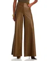 Norma Kamali Elephant Faux Leather Pants In Brown