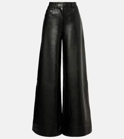 Norma Kamali Elephant Faux Leather Wide-leg Pants In Black