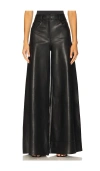 Norma Kamali High Waist Wide Leg Synthetic Leather Trousers In Black
