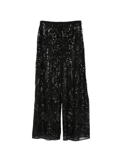 Norma Kamali Embellished Palazzo Pants In Black