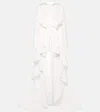 Norma Kamali Embroidered Asymmetric Cotton Gown In White
