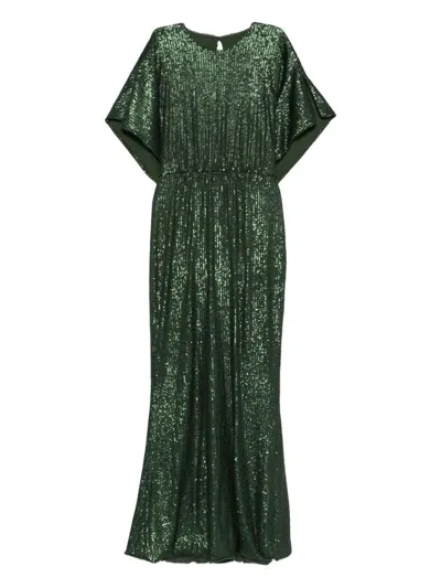 Norma Kamali Embroidered Sequin Dress In Green