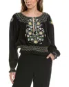 Norma Kamali Embroidered Silk-blend Top In Black