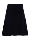 Norma Kamali Flared High-waisted Mini Skirt With Elasticated Waistband In Blue