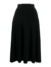 Norma Kamali Flared Pleated High-waisted Midi Skirt In Black