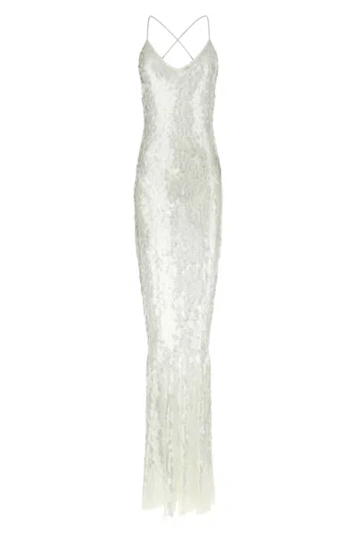 Norma Kamali Fara Sequin Mermaid Dress In White