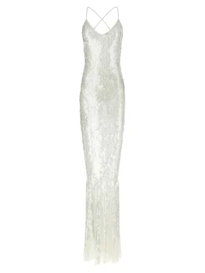 Norma Kamali Fara Sequin Mermaid Dress In White