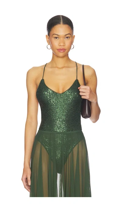 Norma Kamali Fara Low Back One Piece In Green