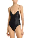 Norma Kamali Fara Low Back Sequin One Piece Swimsuit In Black