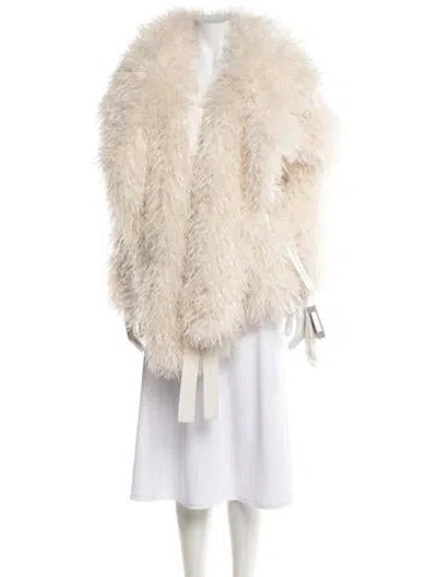 Pre-owned Norma Kamali Faux Fur Coat In Neutral