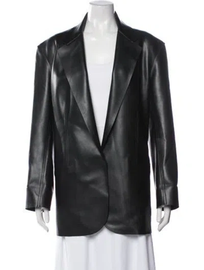 Pre-owned Norma Kamali Faux Leather Blazer In Black