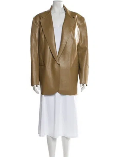 Pre-owned Norma Kamali Faux Leather Blazer In Brown