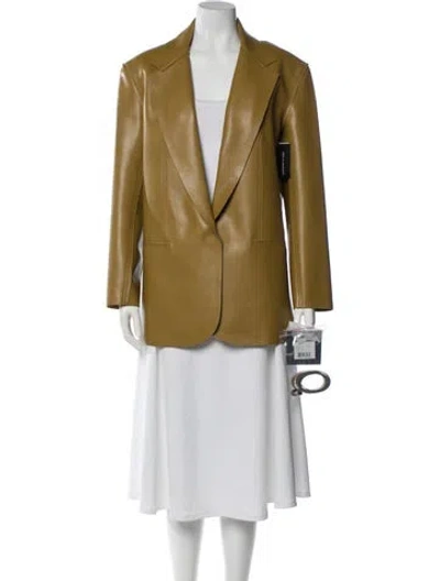 Pre-owned Norma Kamali Faux Leather Blazer W/ Tags In Brown
