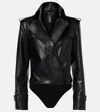 Norma Kamali Faux Leather Bodysuit In Black