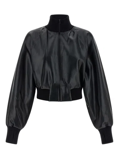 NORMA KAMALI Norma Kamali Faux Leather Bomber Jacket