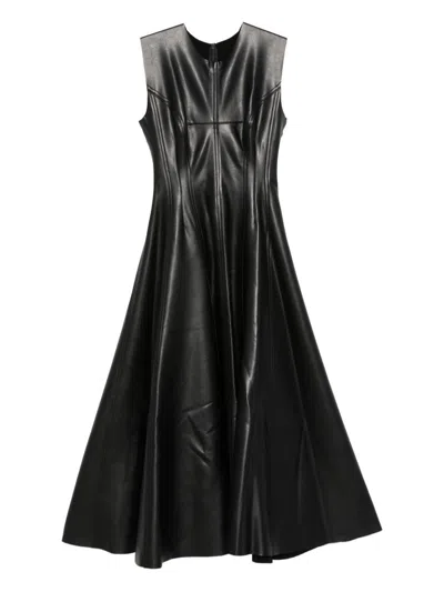 NORMA KAMALI NORMA KAMALI FAUX-LEATHER LONG DRESS
