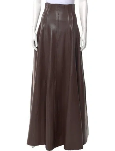 Pre-owned Norma Kamali Faux Leather Long Skirt In Brown
