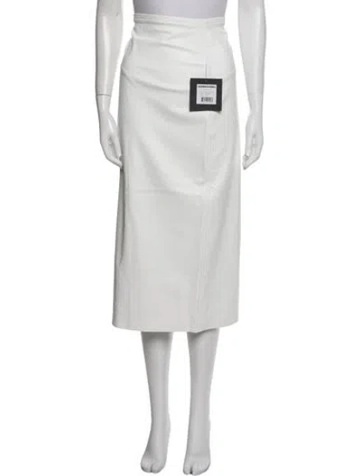 Pre-owned Norma Kamali Faux Leather Midi Length Skirt W/ Tags In Blue