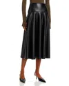 Norma Kamali Faux Leather Midi Skirt In Black