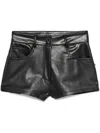 Norma Kamali High Waist Faux Leather Shorts Black In Multi