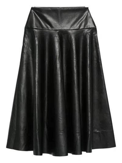 Norma Kamali Faux-leather Skirt In Black